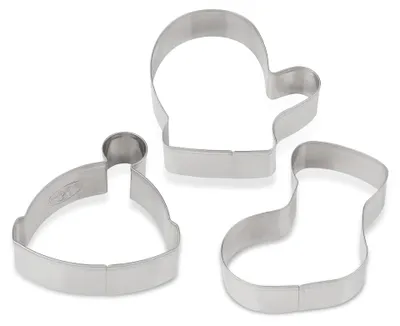 Produktbild von Dr. Oetker Ausstecher-Set Weihnachten, Ausstechformen für Plätzchen, Kekse und Fondant, Plätzchenformen für Weihnachten, Keksausstecher aus Edelstahl (Farbe: Silber), Menge: 1 x 3er Set