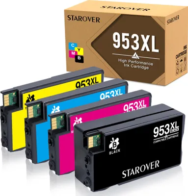 Produktbild von 4 Pack Starover 953 XL Neuester Chip Kompatible Tintenpatronen für HP 953 953XL OfficeJet Pro 8720 7720 8710 7730 8715 7740 8718