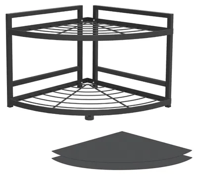 Immagine prodotto di Scaffale angolare da cucina - Mensola ad angolo - 2 ripiani - 31 x 40 cm - Nero - Per lavello e cucina piccola