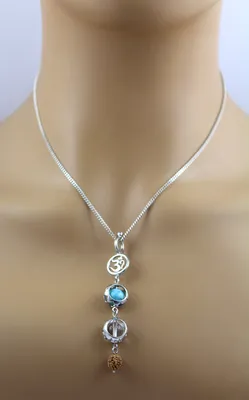 Produktbild von Larimar Anhänger Silber 925 Bergkristall Omzeichen Rudrakshanuss