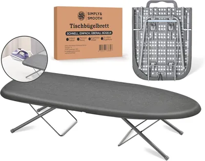 Produktbild von Mini Bügelbrett 77 x 30 cm, klappbar, mit Tragegriff und Bügeleisenhalter, für Camping