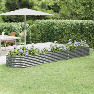 Obrázok produktu pre vidaXL Zvýšená posteľ Pozinkovaná oceľ 368x80x36 cm Sivá