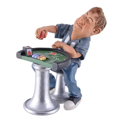 Produktbild von Vogler 841-2396 Funny Life Pokerspieler am Pokertisch Karikatur 16 cm Figur