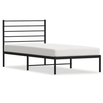 Produktbild von "SALE 2026" Bettgestell Einzelbett - Gästezimmer - mit Kopfteil Metall Schwarz 107x203 cm - Polsterbett Klassische Betten DE5934119