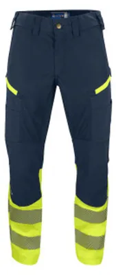 Imagen del producto de Projob - Pantalones de trabajo "6528 Service" para hombre, ropa de trabajo de alta visibilidad ET1198 (talla 36R) (amarillo/azul marino)