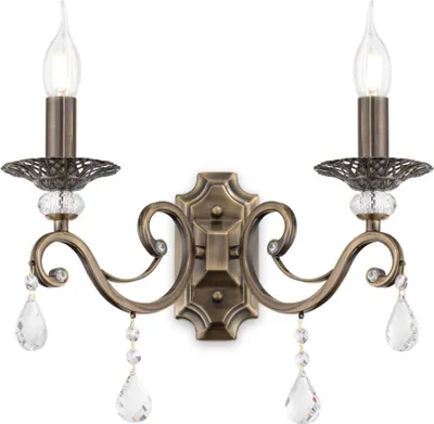 Obrázok produktu pre Nástenná lampa Maytoni Grace, mosadz/zlato s kryštálmi, 2xE14 60 W, s možnosťou stmievania