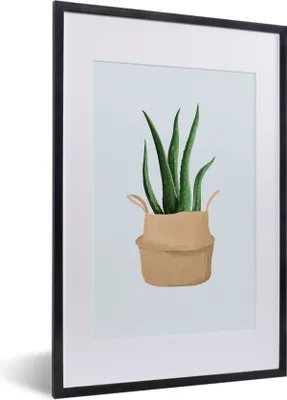 Produktbild von MuchoWow® MuchoWow® Gerahmtes Poster Pflanze - Aloe Vera - Blumentopf 40x60 cm - Poster mit zchwarzem Bilderrahmen - Poster in Rahmen