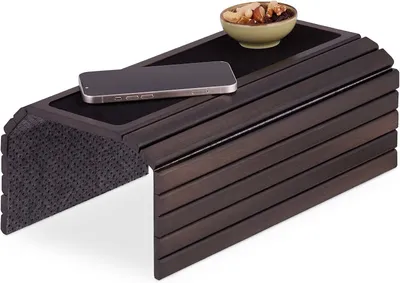Produktbild von Armlehnen-Serviertablett - Bambus - Tischchen für die Rückenlehne - B x T: 42 x 34 cm - Beistelltisch - Ablagefläche - Braun
