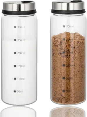 Immagine prodotto di Set di contenitori per erbe aromatiche, 2 pezzi da 300 ml, in vetro borosilicato, con coperchio a vite, per la cucina