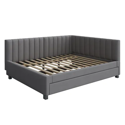 Image de LVHOM Lit de jour 140x200cm, Lit de jour avec couchage extensible 90x190cm, Canapé-lit Gris