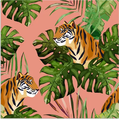 Produktbild von MuchoWow® Poster Monstera - Tiger - Botanisch 100x100 cm - Babyzimmer
