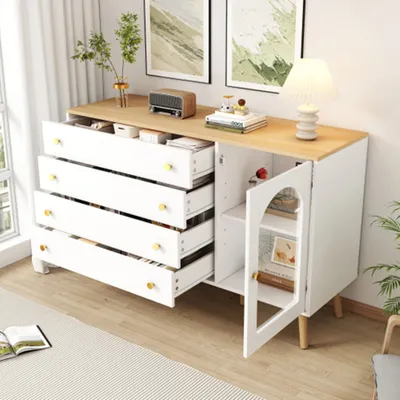 Produktbild von Schubladenkommode 4 Schubladen Schubladenkommode geeignet für Esszimmer, Küche, Wohnzimmer, 40*120*77,5 cm
