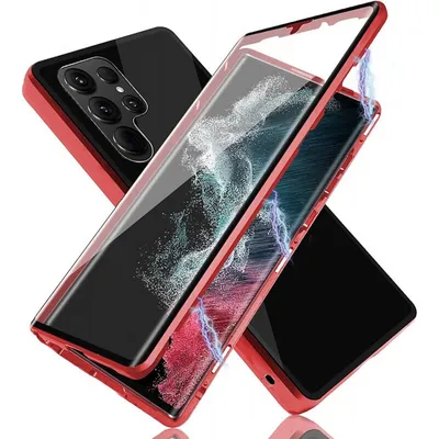 Immagine prodotto di Per Samsung Galaxy S24 Ultra Mobile Phone Case 360 Magnetic Glass Bumper Metal Case Cover