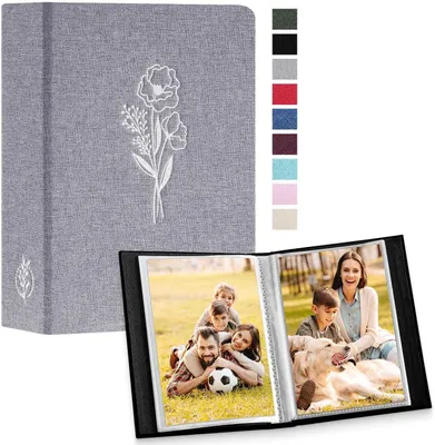 Produktbild von Fotoalbum 6x4, 2 Stück, für 50 Portraitfotos, Leinenumschlag, grau, für Erinnerungen