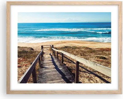 Produktbild von Gerahmtes Poster - Rahmen in heller Eiche - Meer Strand Eintritt - 50x40 cm - Wand Bild - Wanddeko - Wandbilder - Wandposter - Bilderrahmen - Bilder - Kunstdruck - Wandbild - P2NAA50x40-4359