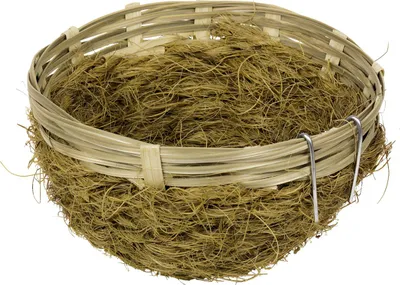 Obrázok produktu pre Bambusové hniezdo s kokosovými vláknami malé, Ø11 x 5 cm