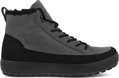 A single grey and black boot is shown against a white background.