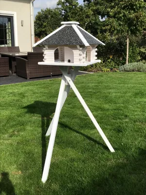 Produktbild von Vogelhaus aus Holz, weiss mit Solar und Ständer - V 20 Stein weiss Ständer Solar