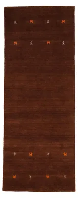 Image de carpetfine Tapis de laine Gabbeh Uni couloir Marron 80x350 cm | Tapis moderne pour le salon et la chambre à coucher