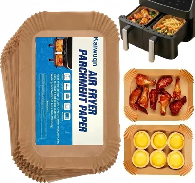 Produktbild von 120 pcs Backpapier für Heißluftfritteuse ninja dual zone. Airfryer Backpapier für Ninja, Air Fryer Accessories kompatibel mit Ninja AF300EU AF400EU, Princess und anderen Dual Zone Air Fryer
