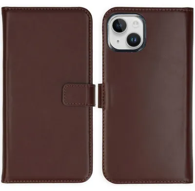 Imagen del producto de Funda de Cuero Auténtico tipo Libro para Apple iPhone 15 - Marrón