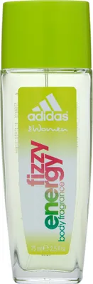 A bottle of Adidas Fizzy Energy body fragrance for women.