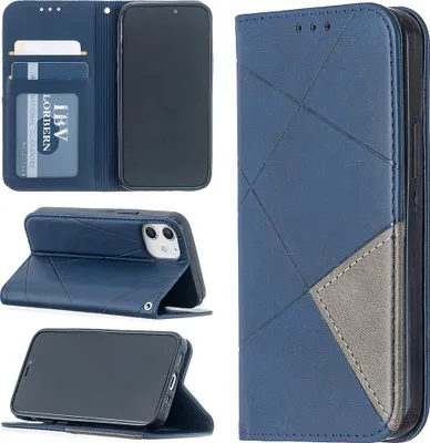 Produktbild von Mobigear Rhombus Slim iPhone 12 Mini Hülle Klapphülle - Blau