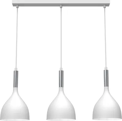 Zdjęcie produktu dla Lampa wisząca biała chrom 3 klosze listwa 72 cm Noak 3xE27 15W Luminex