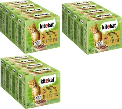 Produktbild von KITEKAT™ Multipack Portionsbeutel Jagdschmaus 3 Varietäten Rind, Kaninchen, Truthahn in Sauce 12 x 12 x 85g