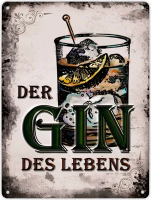 Produktbild von Metallschild XL mit Spruch: Der Gin des Lebens Schild Blechschild Emailleschild