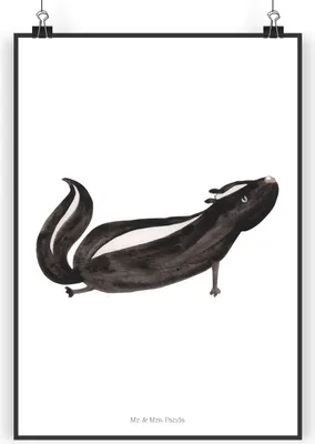 Produktbild von Mr. & Mrs. Panda Bild Stinktier Yoga DIN A3 - Weiß - Geschenk, Kunstdruck, drucke, Lache, Namaste, Plakat, wanddeko, Skunk, Liebe, Wandbild