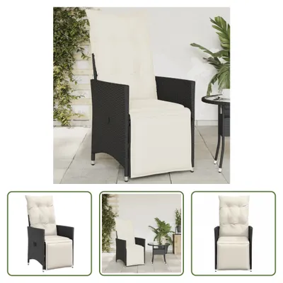 Produktbild von The Living Store Gartensessel Verstellbar mit Kissen Schwarz Poly Rattan