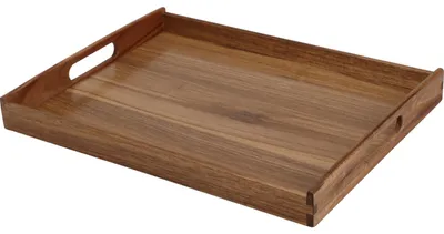 Produktbild von Excellent Houseware | Tablett - Serviertablett - 40 x 30 cm - Holz - Holztablett - mit Griffen