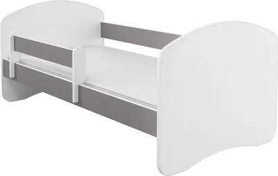 Produktbild von ACMA II Jugendbett Kinderbett 180 x 80 cm Junior-Bett Komplett-Set mit Matratze Lattenrost und Rausfallschutz Weiß / Grau  , Kinderzimmer