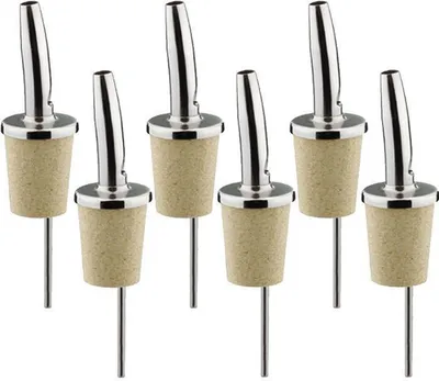 Produktbild von 6 Flaschenausgießer für Öl & Essig - Edelstahl und Kork