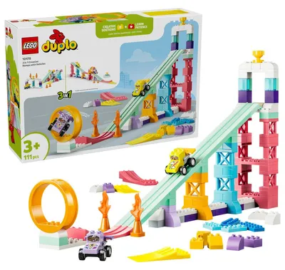Produktbild von LEGO DUPLO Town Kreative Sprungschanzen mit kleinen Flitzern 3-in-1-Set - Lernspielzeug zur Motorik Förderung - Montessori Spielzeug mit 2 Rennwagen - Geschenk für Kleinkinder ab 3 Jahren - 10478