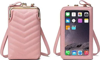 Immagine prodotto di Borsa a tracolla da donna con portamonete e scomparti per carte, regolabile, per smartphone inferiori a 6,1 pollici