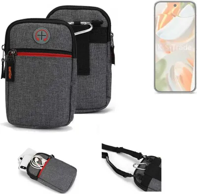 Produktbild von K-S-Trade Holster Gürteltasche kompatibel mit Google Pixel 9 Pro Handy Tasche Schutz Hülle grau Zusatzfächer 1x