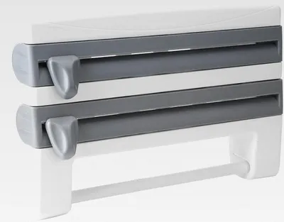 Produktbild von Wandrollenhalter,Schneidabroller für Folie und Küchenrolle,Aufbewahrungsregal Papierhandtuchhalter Multifunktionale Küchenrollenhalter mit Folienschneider(Grau)
