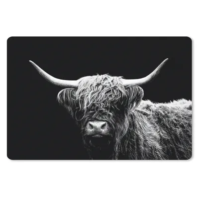 Produktbild von MuchoWow® Mauspad Mousepad Schottischer Highlander - Kuh - Schwarz - Weiß - Tiere 27x18 cm - Mousepads - Maus Mat - Pad - Mausunterlage - Büroartikel - Desk Matten
