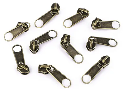 10 Reißverschluss Zipper für Endlosreißverschluss, 3mm, altmessing
