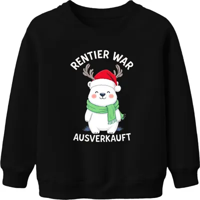 Zdjęcie produktu dla Renifer został wyprzedany Polar Bear Antlers Christmas Gift Uni Kids Sweatshirt Pullover, Czarny, 152