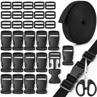 Nylon Gurtband 25 mm, 10 m mit 30 Schnallen & Schere