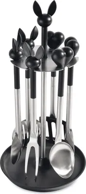 Image de Ensemble d'ustensiles de cuisine BergHOFF 7 pièces, acier inoxydable/polypropylène, argent/noir