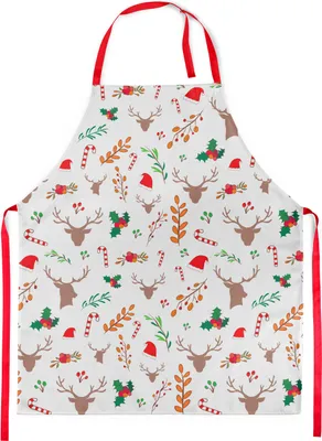 Produktbild von Kochschürze Für Kinder, Jungen und Mädchen, Schürze mit Klettverschluss, Weihnachten, Mistel [099]