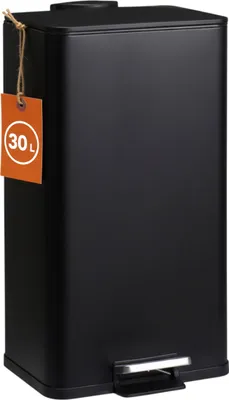 Produktbild von 2.02 Treteimer aus Metall in eckig - 30 Liter - Mülleimer in schwarz (30 Liter)