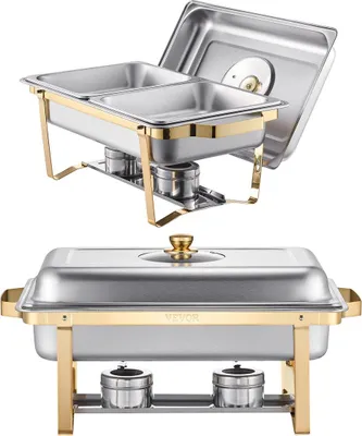 Produktbild von 4 Qt 2er-Pack Rechteckiges Chafing Dish Buffet-Set Halbsize-Pfanne Edelstahl