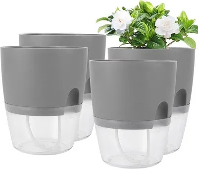Immagine prodotto di Set di 4 vasi per erbe aromatiche autoinnaffianti - Ideale per cucina e davanzale