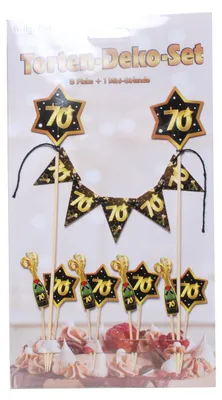 Produktbild von Tortendeko-Set 70 Geburtstag schwarz-gold Kuchendeko