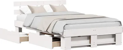 Obrázek produktu pro vidaXL Rám postele s čelem bílý 120 x 200 cm z masivního borovicového dřeva